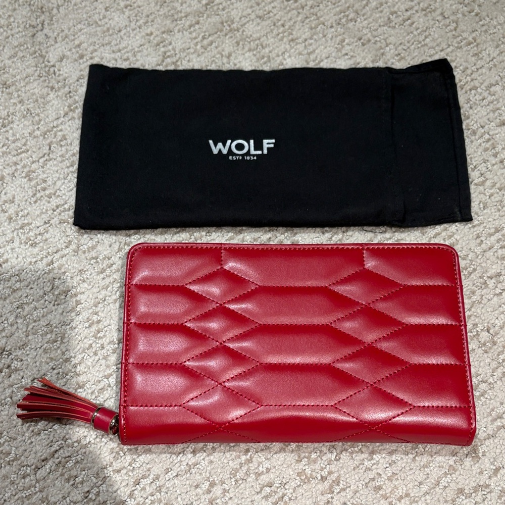WOLF Scarlet Quilted Clutch with Tassel